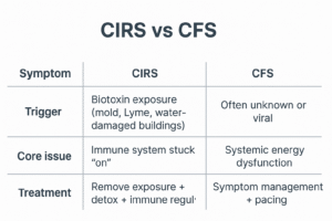 Cirs Vs Chronic Fatigue: The Hidden Link Doctors Often Miss 2 Chart: symptomcirs cfs trigger cirs: biotoxin exposure (mold, lyme, water-damaged buildings) cfs: often unknown or viral core issue cirs: immune system stuck “on” cfs: systemic energy dysfunction treatment cirs: remove exposure + detox + immune regulation cfs: symptom management + pacing
