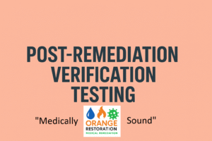 Post-remediation verification testing being conducted to assess whether a home meets medically sound and cirs-safe remediation standards for san diego homeowner.